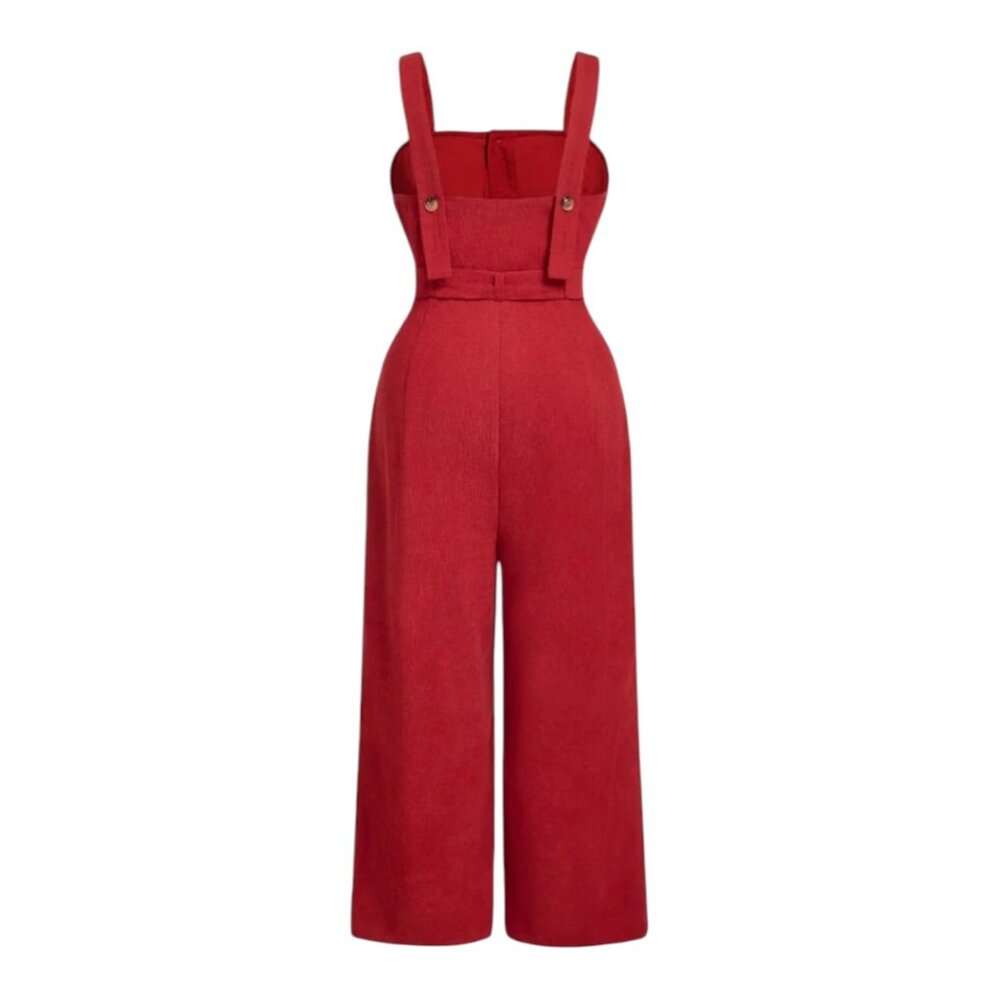 LAST ONE! FINAL MARK DOWN Plus Size <3 Heart Pattern Red Corduroy Bib Overall - Picture 2 of 3